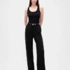 Pantalones de pierna ancha de doble tejido y talle alto