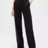 Pantalones de pierna ancha de doble tejido y talle alto