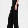 Pantalones de pierna ancha de doble tejido y talle alto