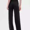 Pantalones de pierna ancha de doble tejido y talle alto
