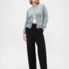 Pantalones de pierna ancha de doble tejido y talle alto