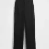 Pantalones de pierna ancha de doble tejido y talle alto