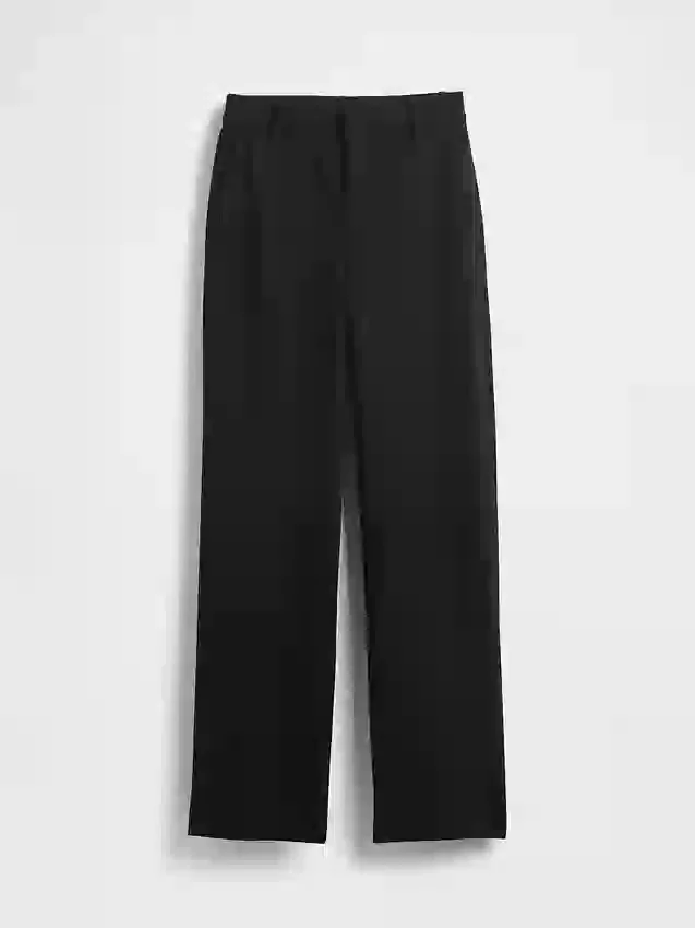 Pantalones de pierna ancha de doble tejido y talle alto