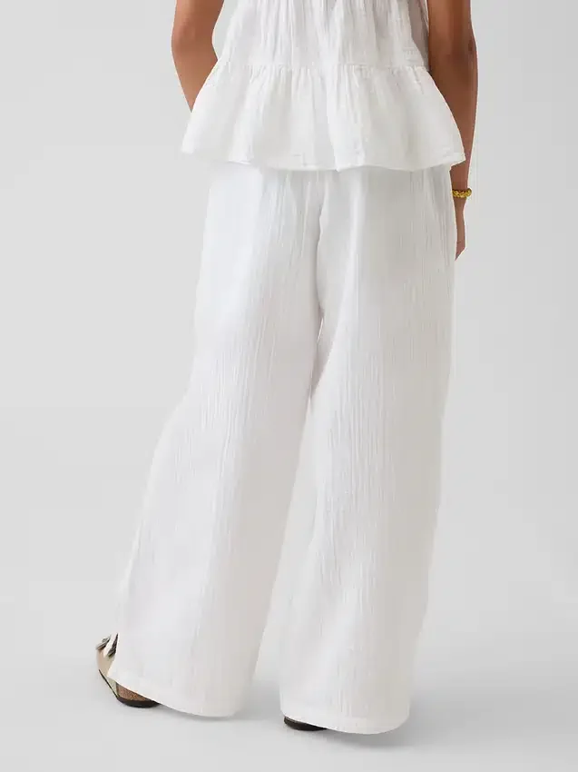 Pantalones de pierna ancha de gasa de algodón para niños