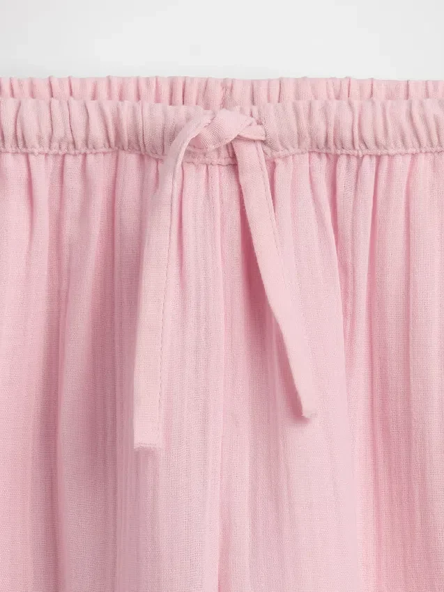 Pantalones de pierna ancha de gasa de algodón para niños