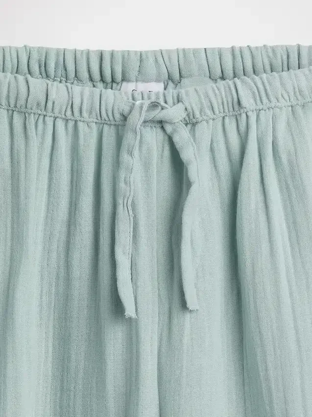 Pantalones de pierna ancha de gasa de algodón para niños