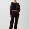 Pantalones de pierna ancha de mezcla de lino y algodón