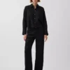 Pantalones de pierna ancha de mezcla de lino y algodón