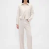 Pantalones de pierna ancha de mezcla de lino y algodón