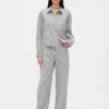 Pantalones de pierna ancha de mezcla de lino y algodón