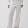 Pantalones de pierna ancha de mezcla de lino y algodón