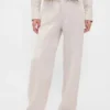 Pantalones de pierna ancha de mezcla de lino y algodón