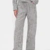 Pantalones de pierna ancha de mezcla de lino y algodón