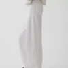 Pantalones de pierna ancha de mezcla de lino y algodón
