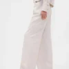 Pantalones de pierna ancha de mezcla de lino y algodón