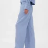 Pantalones de pierna ancha de mezcla de lino y algodón