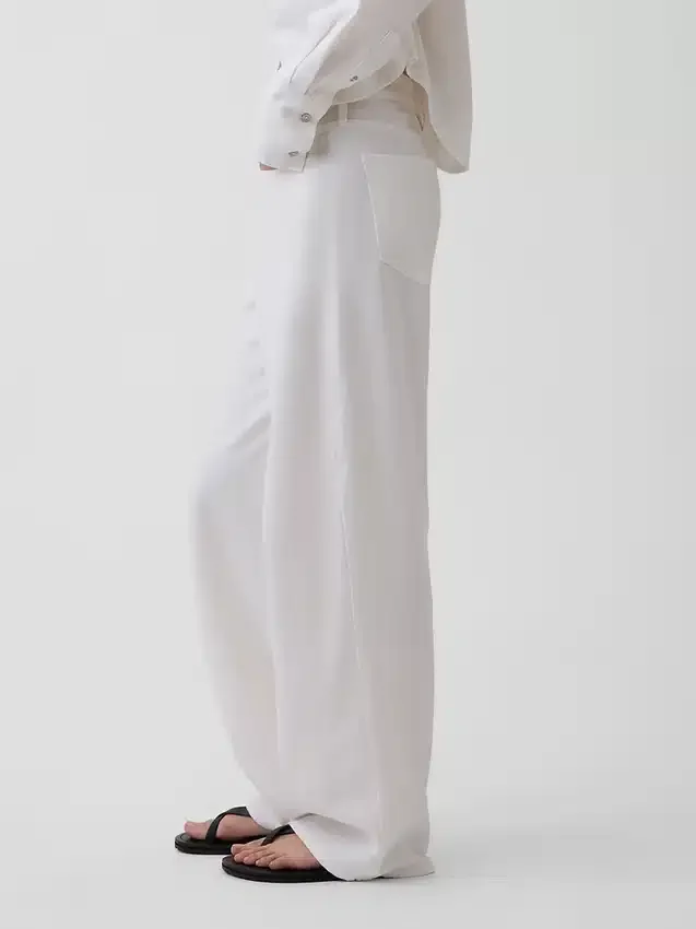 Pantalones de pierna ancha de mezcla de lino y algodón