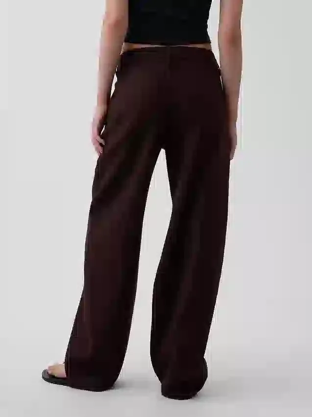 Pantalones de pierna ancha de mezcla de lino y algodón