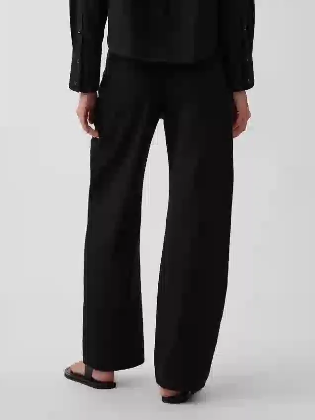Pantalones de pierna ancha de mezcla de lino y algodón