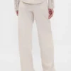 Pantalones de pierna ancha de mezcla de lino y algodón