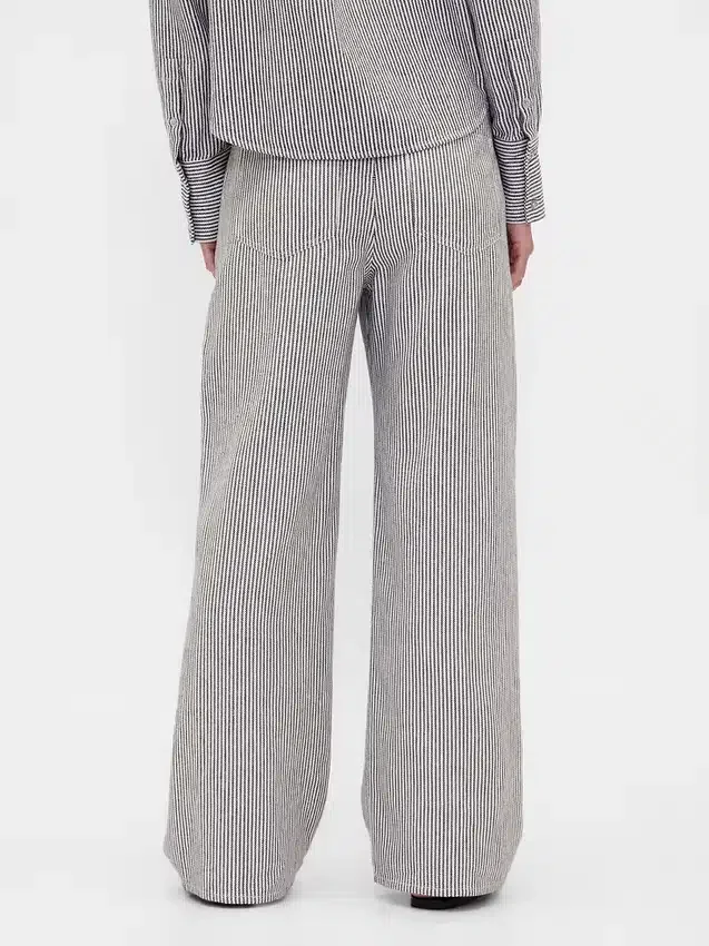 Pantalones de pierna ancha de mezcla de lino y algodón