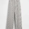 Pantalones de pierna ancha de mezcla de lino y algodón