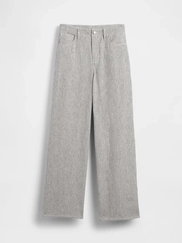 Pantalones de pierna ancha de mezcla de lino y algodón