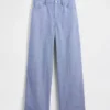 Pantalones de pierna ancha de mezcla de lino y algodón