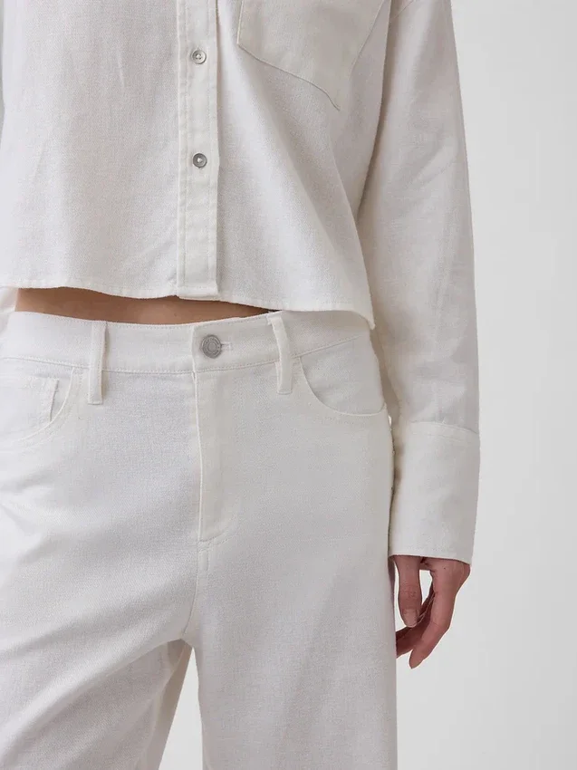 Pantalones de pierna ancha de mezcla de lino y algodón
