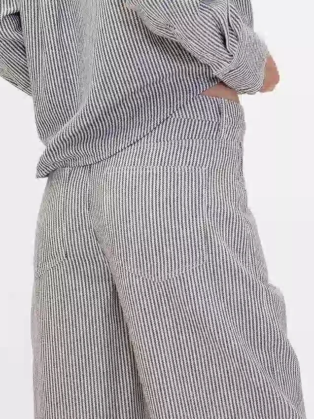 Pantalones de pierna ancha de mezcla de lino y algodón