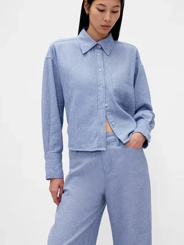 Pantalones de pierna ancha de mezcla de lino y algodón