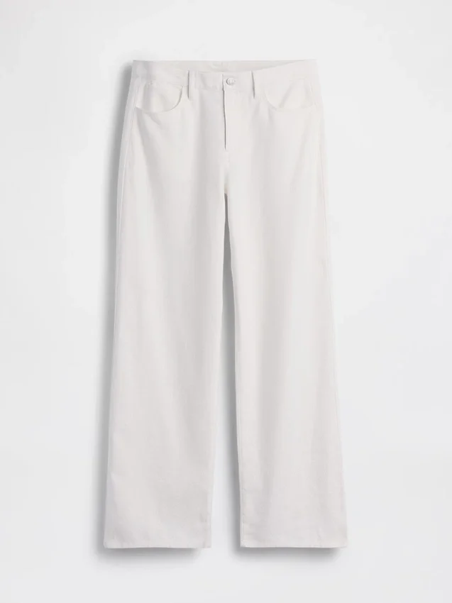 Pantalones de pierna ancha de mezcla de lino y algodón