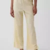 Pantalones de pijama de mezcla de lino con dobladillo de encaje