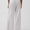 Pantalones de pijama de mezcla de lino con dobladillo de encaje