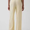 Pantalones de pijama de mezcla de lino con dobladillo de encaje