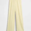 Pantalones de pijama de mezcla de lino con dobladillo de encaje