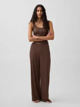 Pantalones de pijama de pierna ancha con costuras en mini