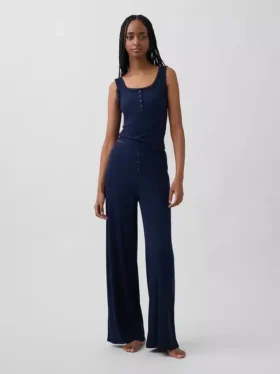 Pantalones de pijama de pierna ancha con costuras en mini