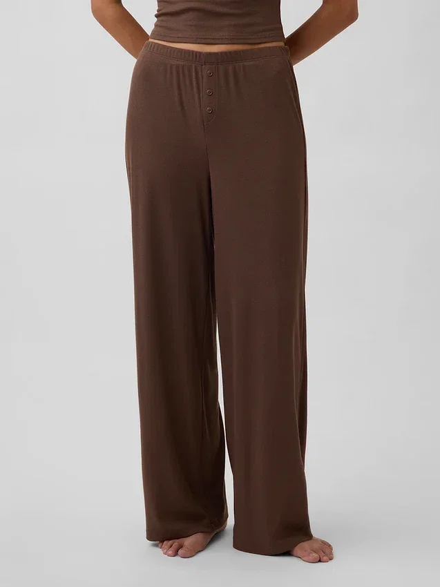 Pantalones de pijama de pierna ancha con costuras en mini