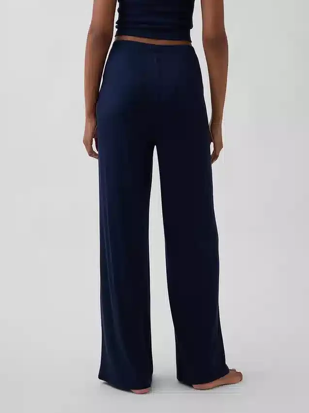 Pantalones de pijama de pierna ancha con costuras en mini