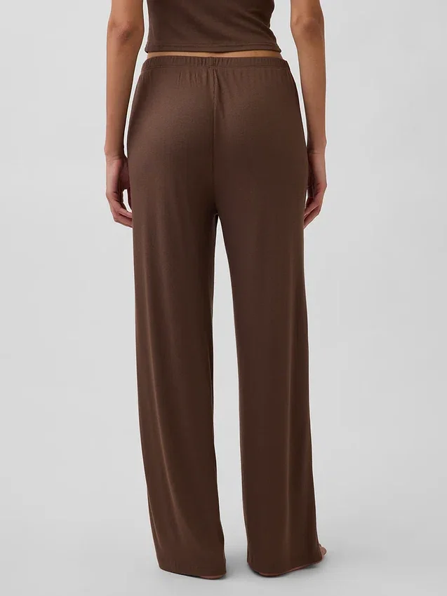 Pantalones de pijama de pierna ancha con costuras en mini