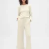 Pantalones de pijama de pierna ancha con tejido tipo waffle