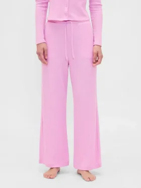 Pantalones de pijama de pierna ancha con tejido tipo waffle