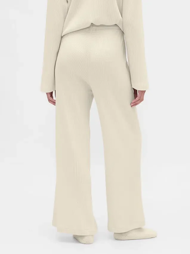 Pantalones de pijama de pierna ancha con tejido tipo waffle