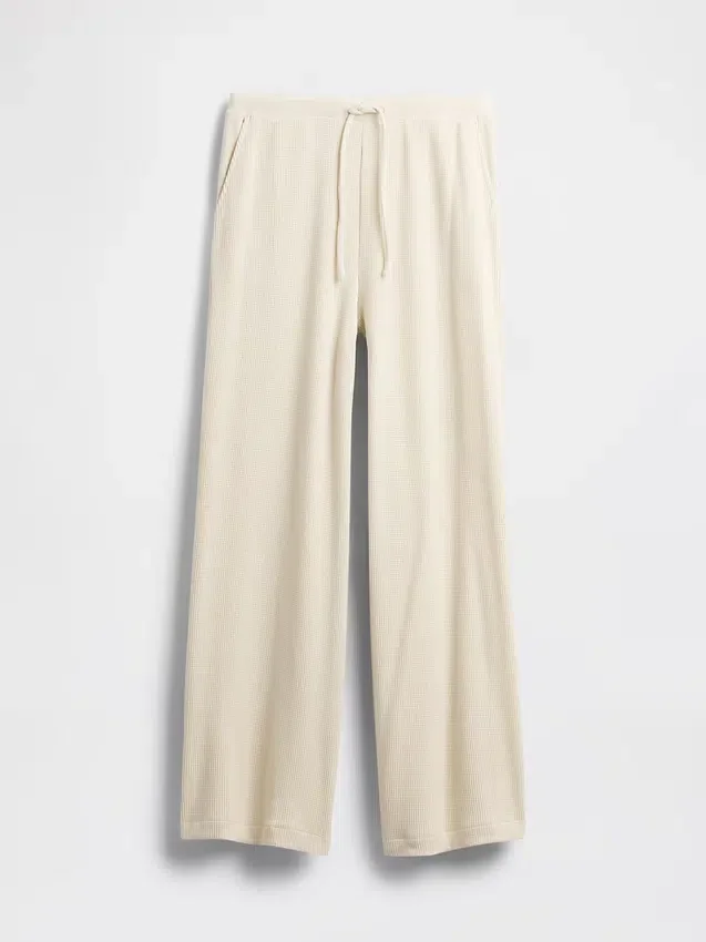 Pantalones de pijama de pierna ancha con tejido tipo waffle