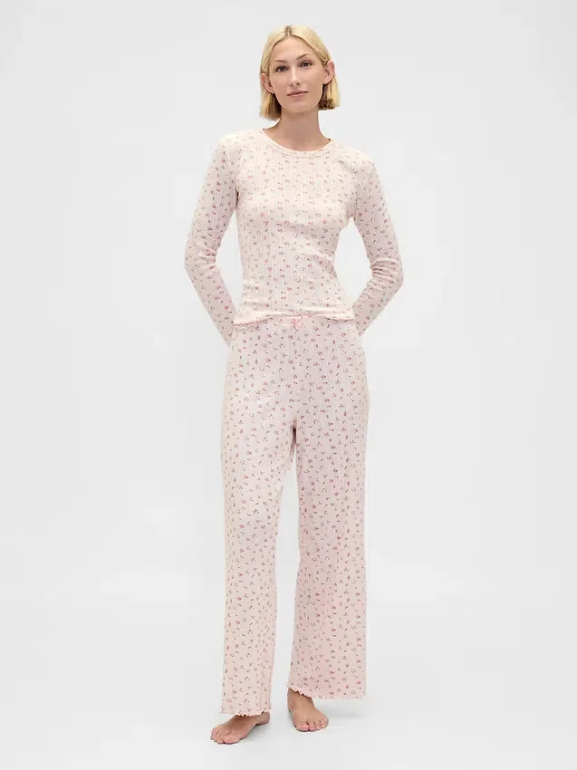 Pantalones de pijama de punto pointelle
