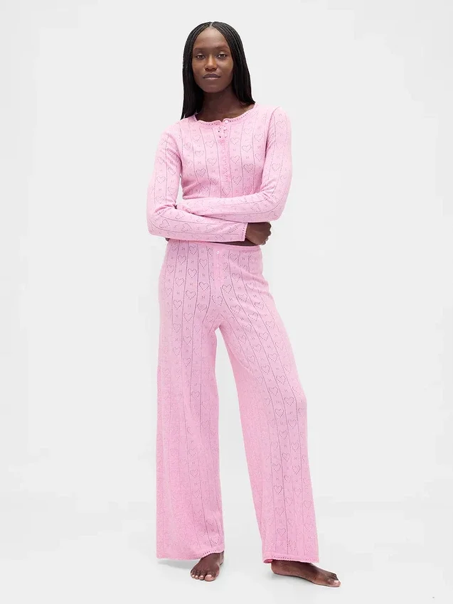 Pantalones de pijama ligeros CashSoft con diseño de corazones en punto Pointelle