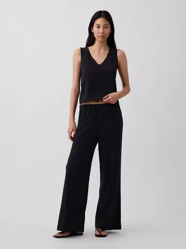 Pantalones de punto de pierna ancha