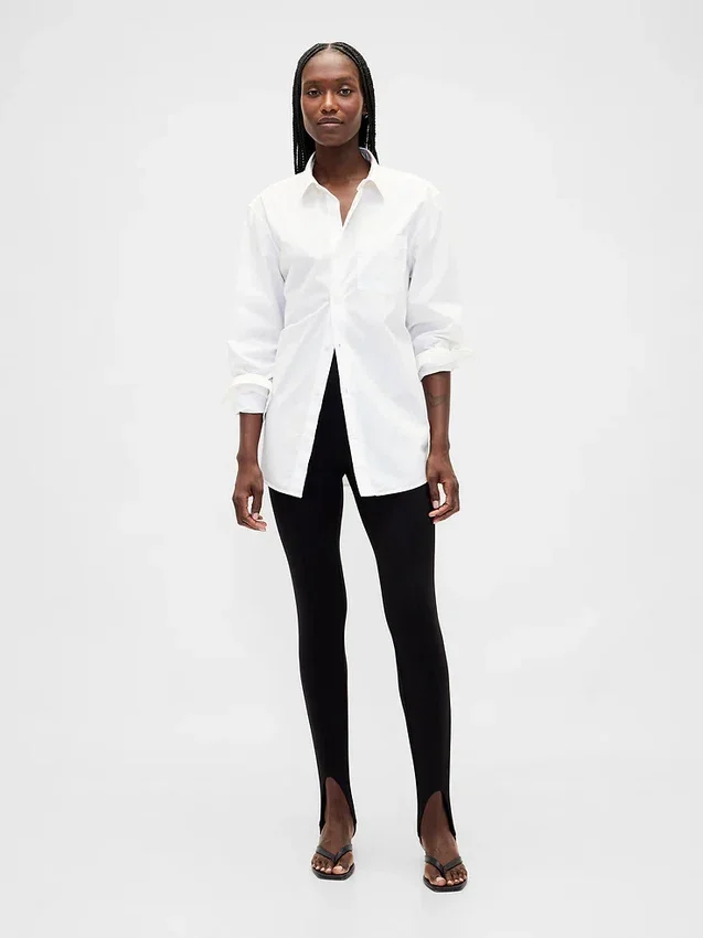 Pantalones de talle alto con estribos de doble tejido