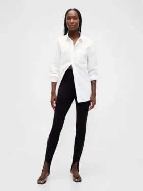 Pantalones de talle alto con estribos de doble tejido